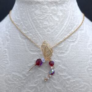 Artisan Whimsical Hummingbird Pendant Ruby Red Swarovski Crystal 3D Wings NEW